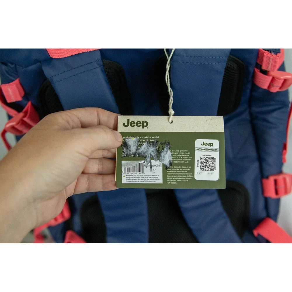Jeep Adventure Backpack Navy Blue Coral Pink Rucksack Hiking Travel Bag NEW